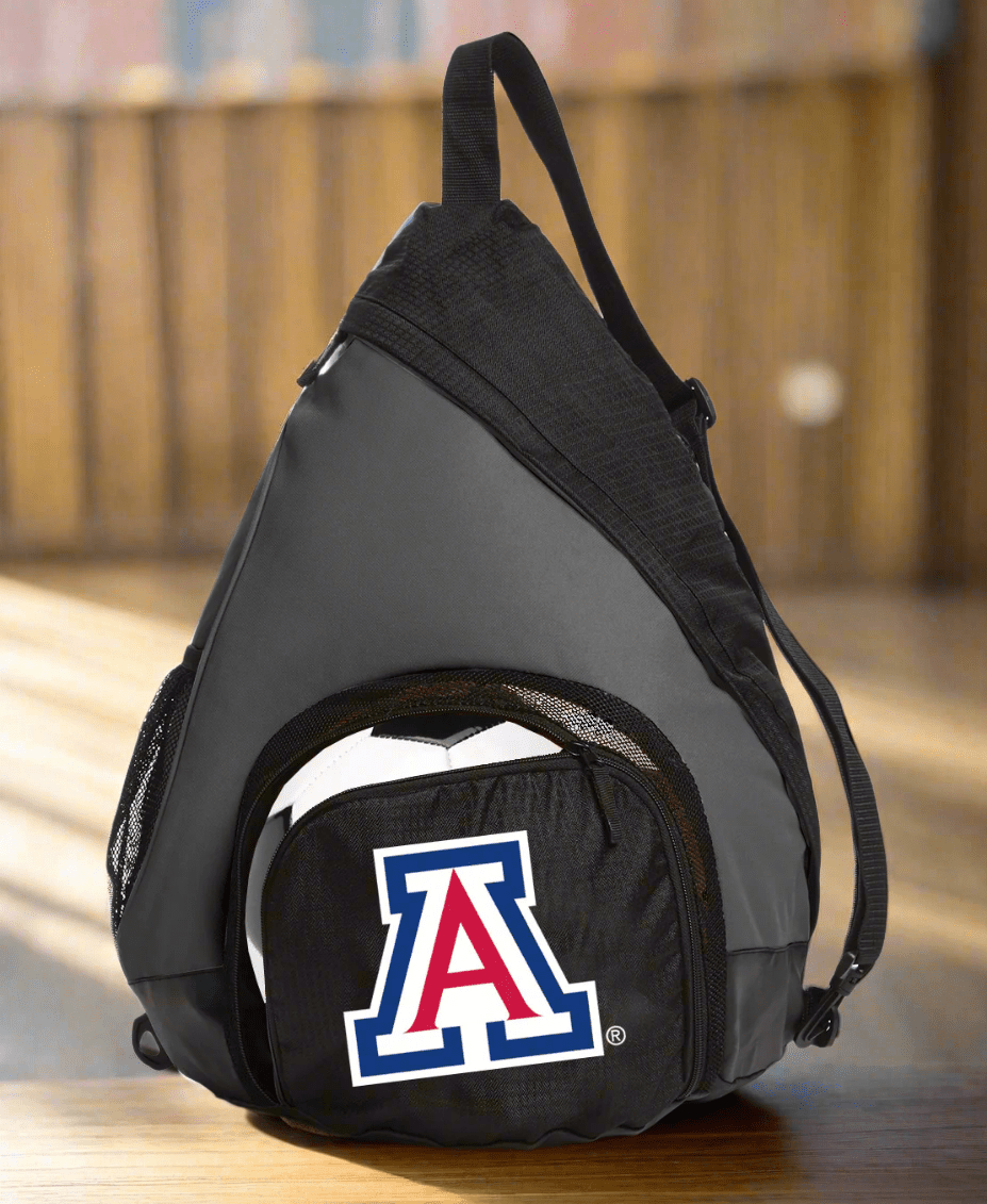 University of Arizona Sling Backpack Arizona Wildcats Bag with Soccer Ball or Volleyball Bag Sports Gear Compartment Practice Bag Black
