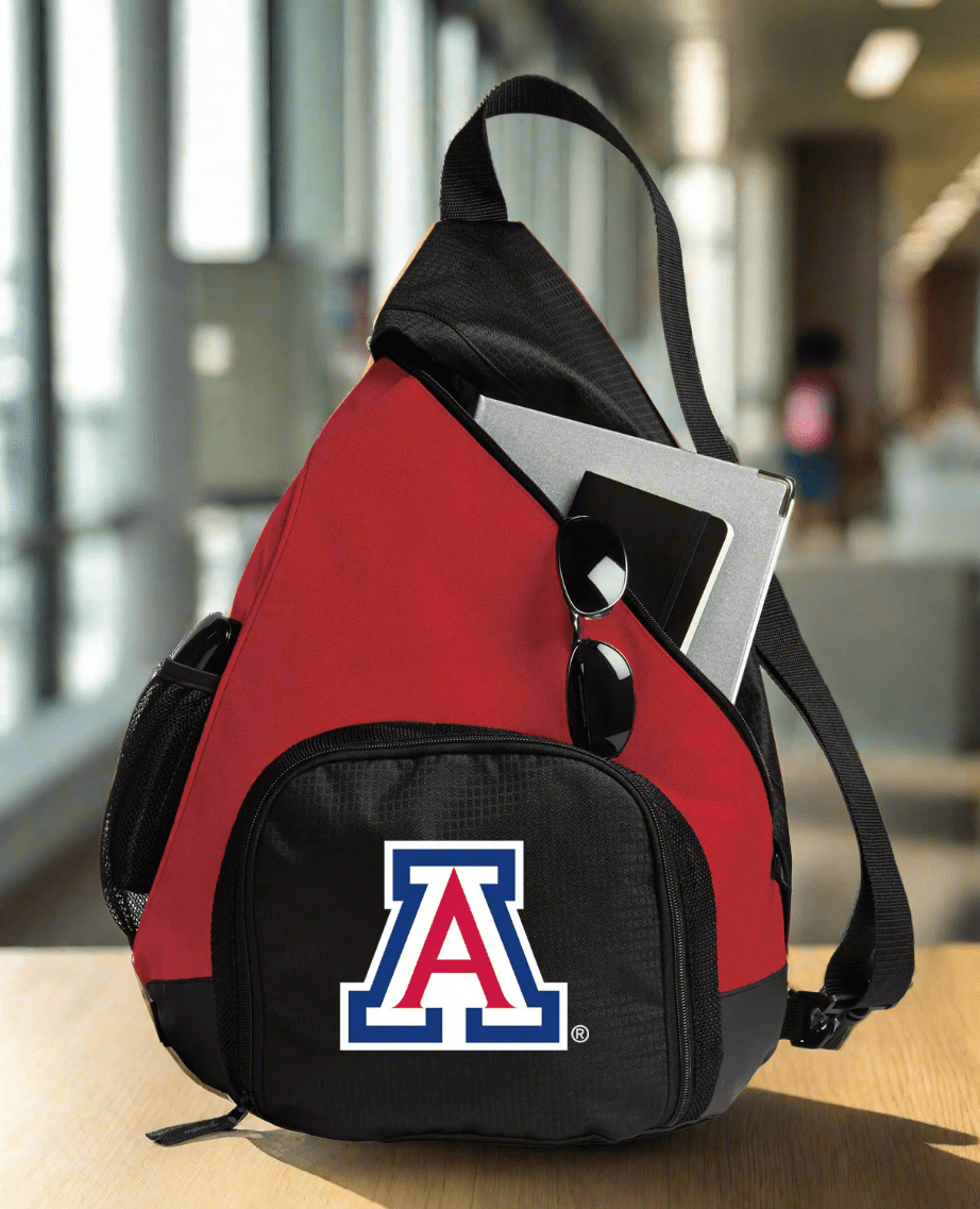 University of Arizona Sling Backpack Arizona Wildcats Bag with Soccer Ball or Volleyball Bag Sports Gear Compartment Practice Bag Red