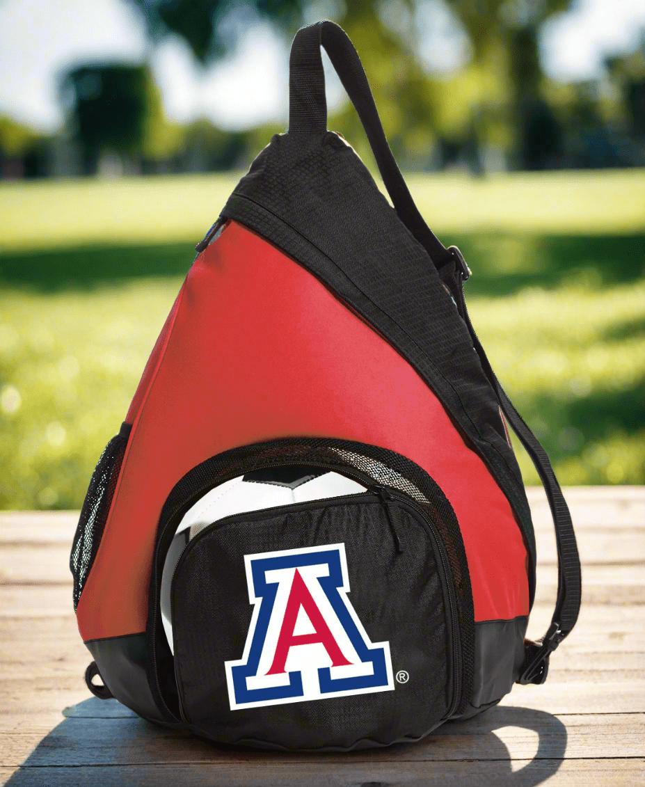 University of Arizona Sling Backpack Arizona Wildcats Bag with Soccer Ball or Volleyball Bag Sports Gear Compartment Practice Bag Red
