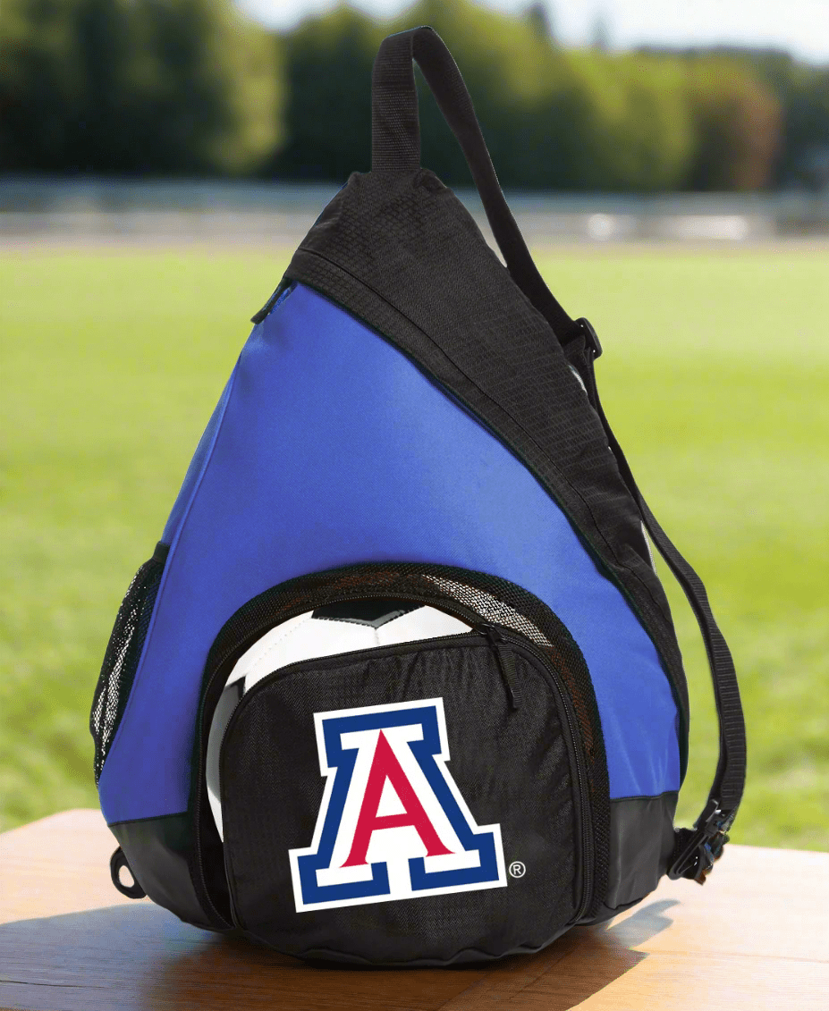 University of Arizona Sling Backpack Arizona Wildcats Bag with Soccer Ball or Volleyball Bag Sports Gear Compartment Practice Bag Blue