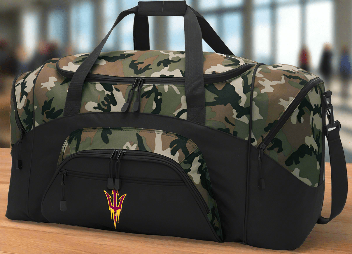 arizona state gear Broad Bay ASU Camo Duffel Bag Arizona State GYM BAG, Adult Unisex, Size: Large, Black