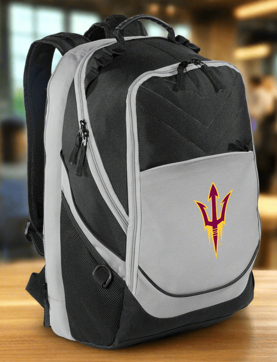 Arizona State Laptop Backpack – Official ASU Sun Devils Bookbag – Fits 17″ Laptop, Organizer Panel, NCAA School Gear – 600D Polyester Black and Gray