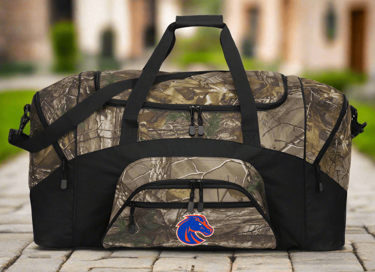Boise State Camo Duffel Bag Large Broncos Suitcase Travel Bag or Sports Gear Bag