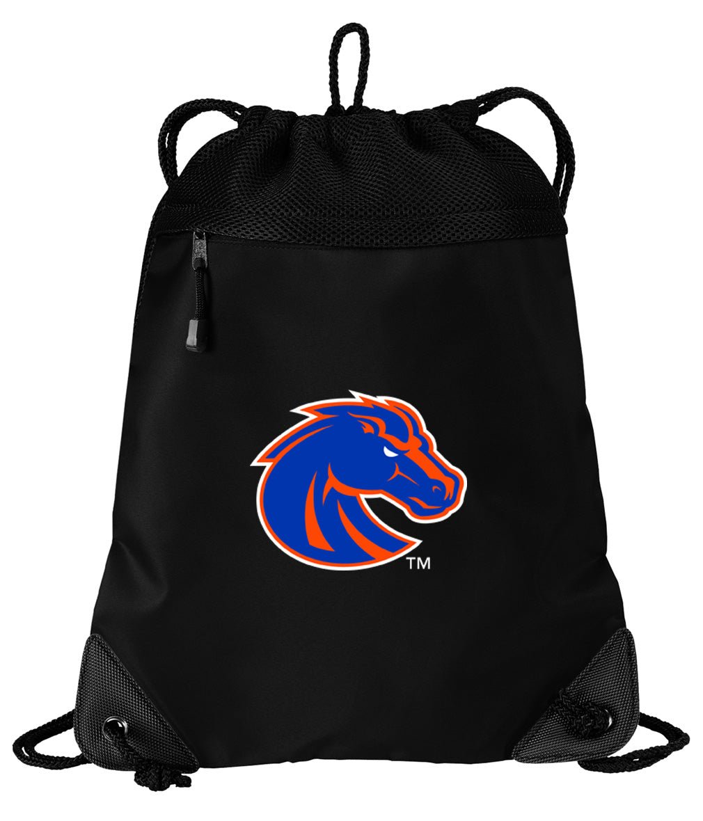 Boise State Drawstring Backpack Broncos Cinch Pack - Mesh & Microfiber Black