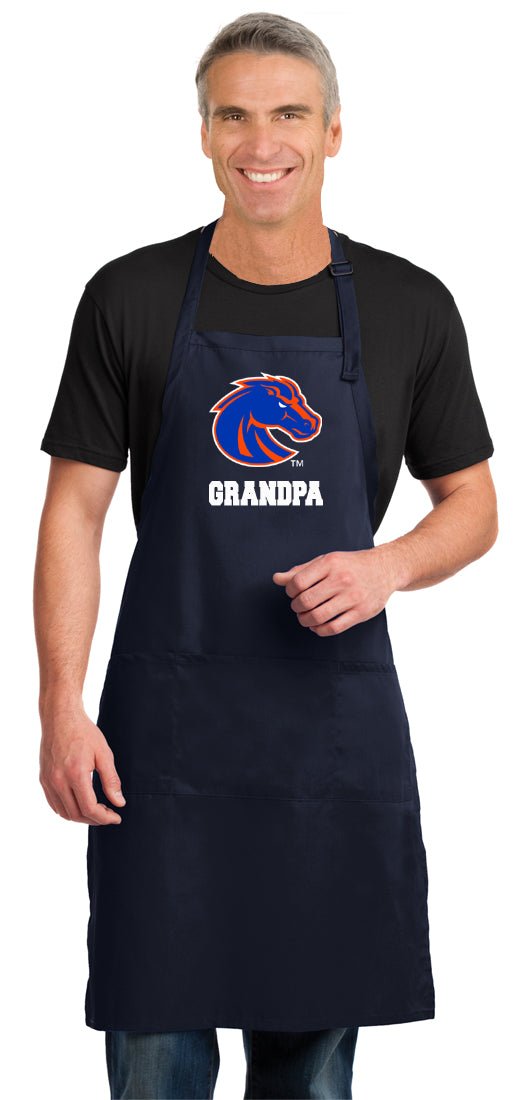 Boise State Large Apron Broncos Apron - Adjustable with Pockets Grandpa on Navy
