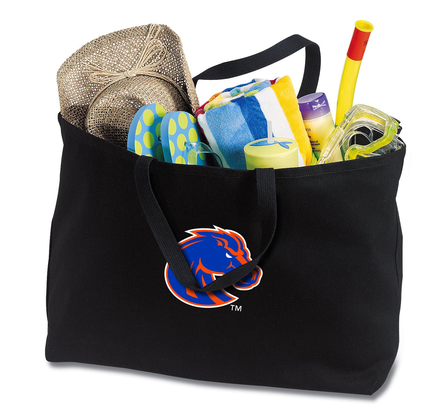 Boise State Large Tote Bag Broncos Jumbo Tote for Beach Pool or Travel Black