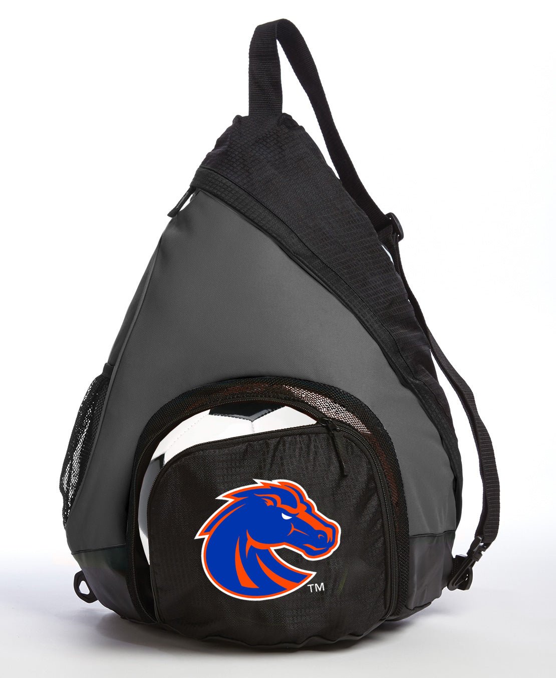 Boise State Sling Backpack Broncos Bag with Soccer Ball or Volleyball Bag Sports Gear Compartment Practice Bag Black