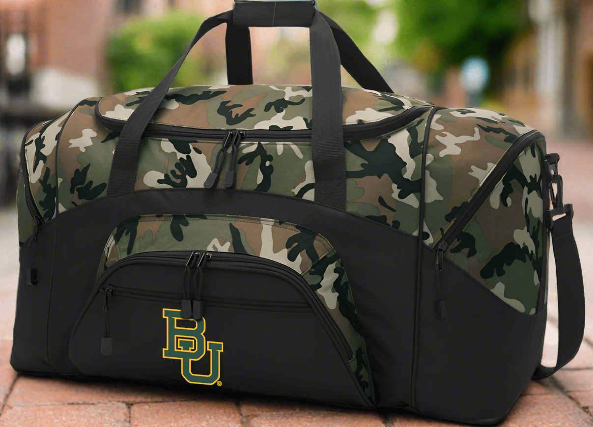baylor gear Baylor Camo Duffel Bag Baylor University GYM BAG, White
