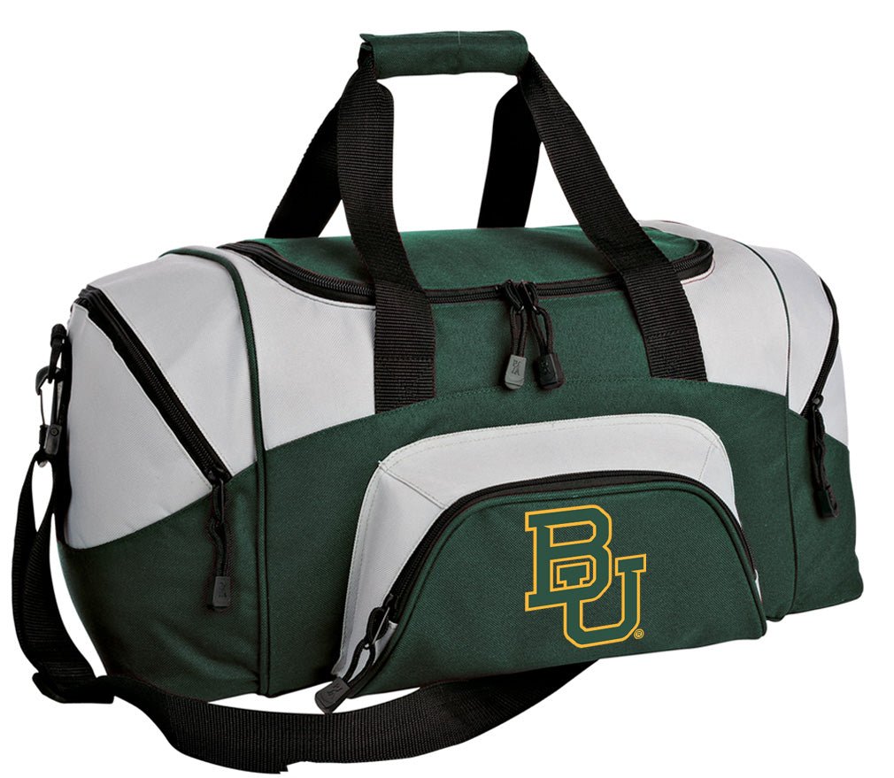 Small Baylor University Duffel Carryon Bag BU Bears Suitcase or Gym Gear Bag Dark Green