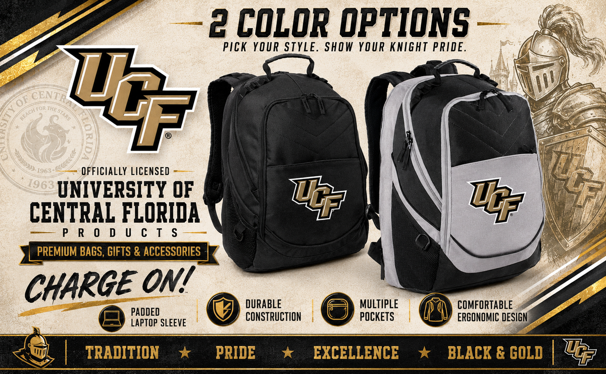 UCF Backpack – Central Florida Knights Laptop Bookbag Black and Gray