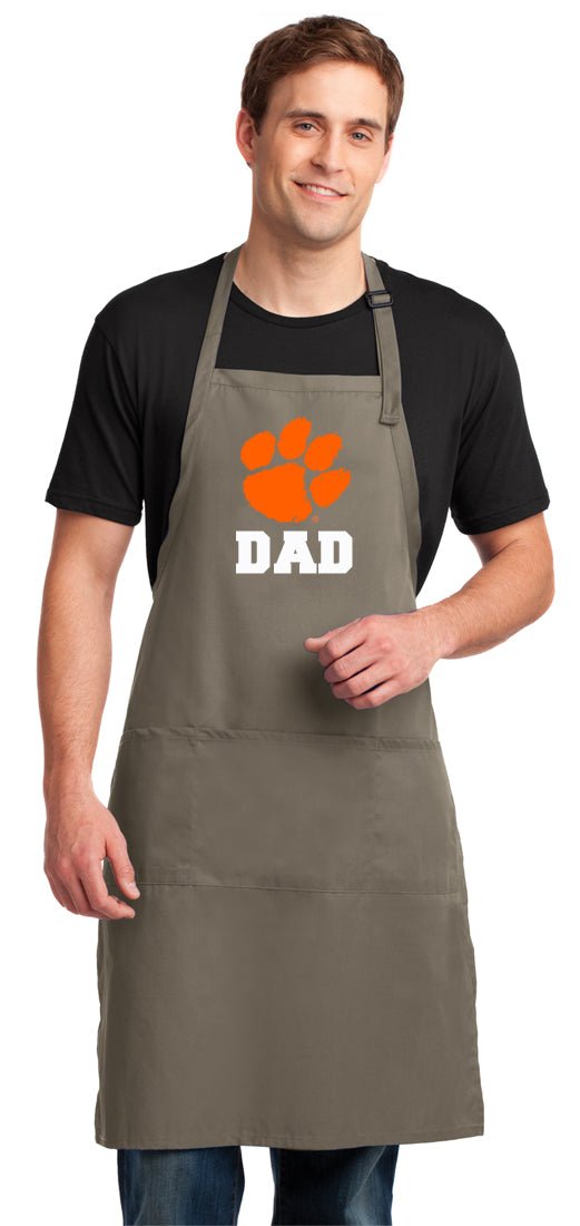 Clemson Large Apron - Adjustable with Pockets Dad on Khaki