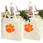Clemson Grocery Shopping Bags 2 PC SET Clemson Tigers Reusable Cotton Bags