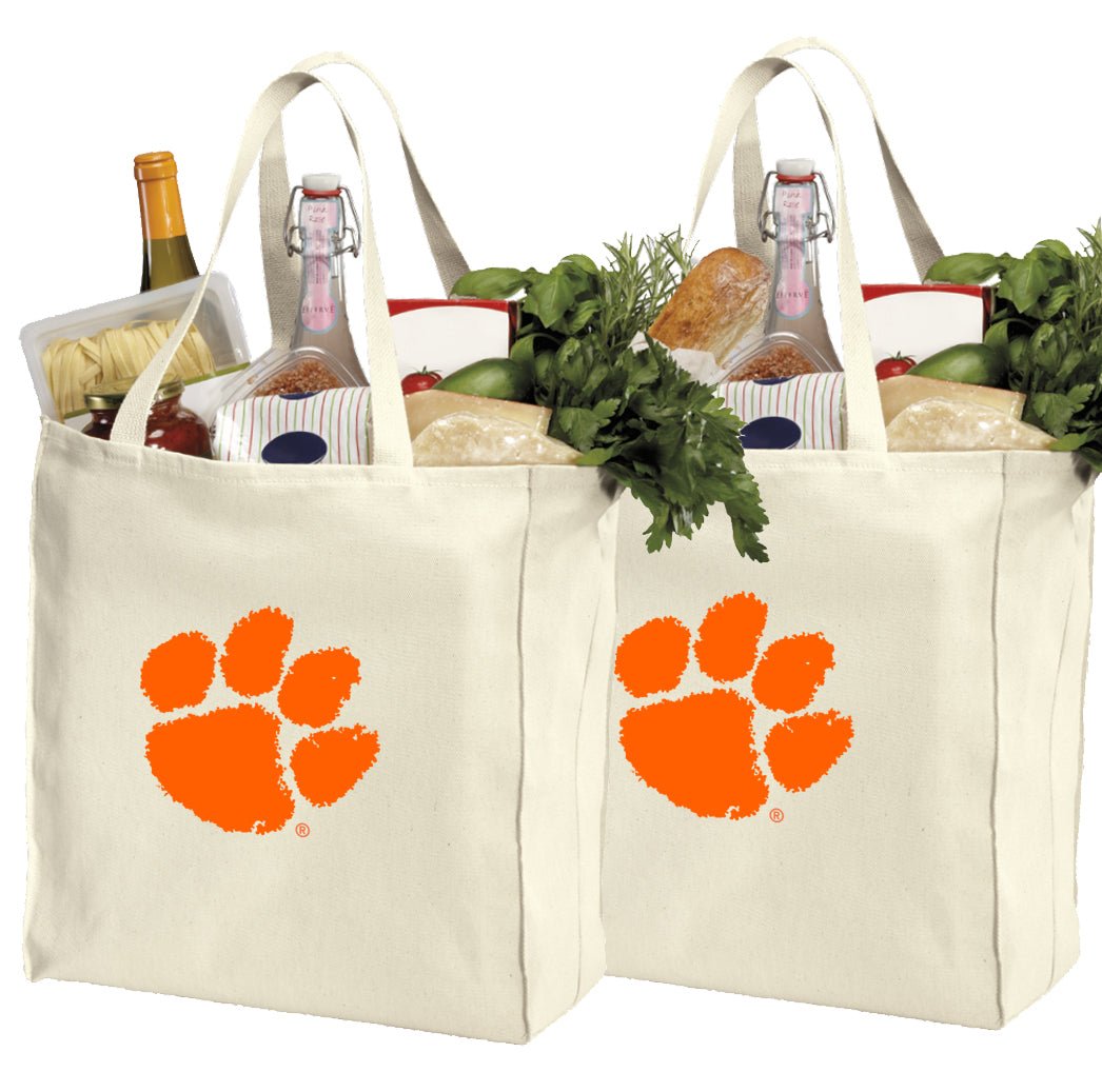 Clemson Grocery Shopping Bags 2 PC SET Clemson Tigers Reusable Cotton Bags