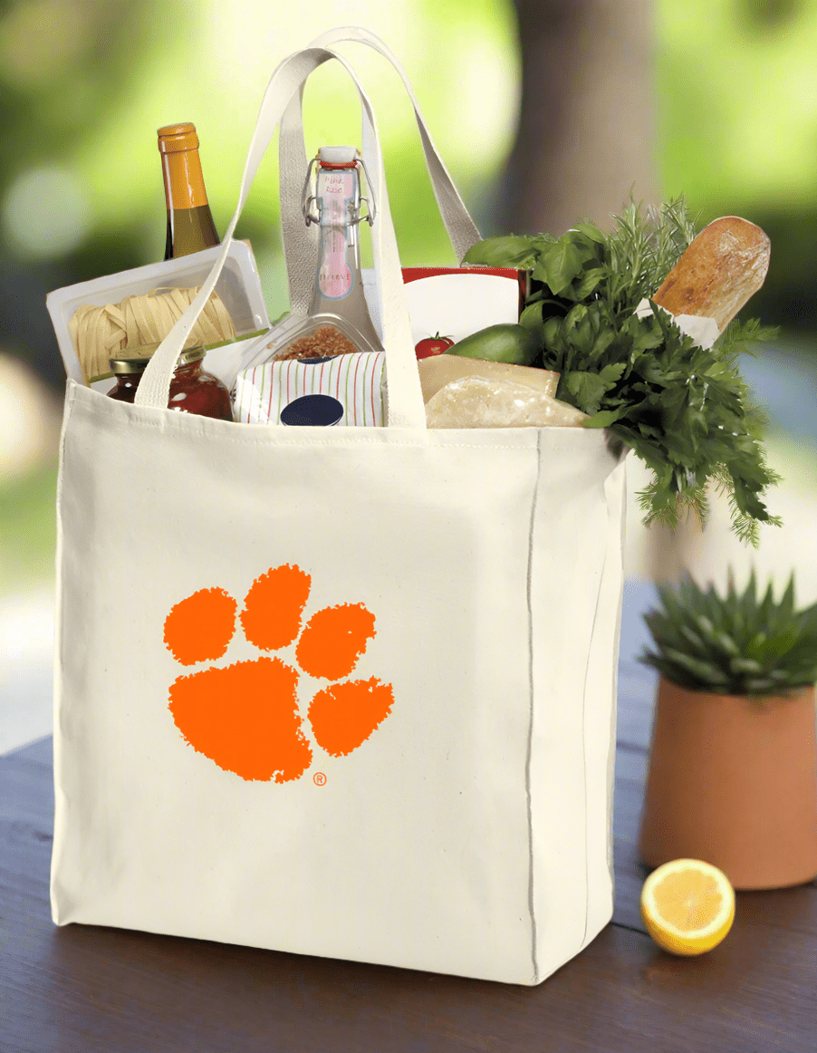 Clemson Grocery Shopping Bags 2 PC SET Clemson Tigers Reusable Cotton Bags