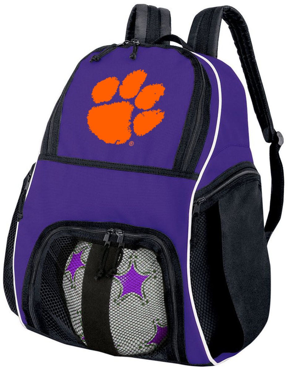 Clemson Soccer Ball Backpack or Clemson Tigers Volleyball Sports Gear Bag Purple