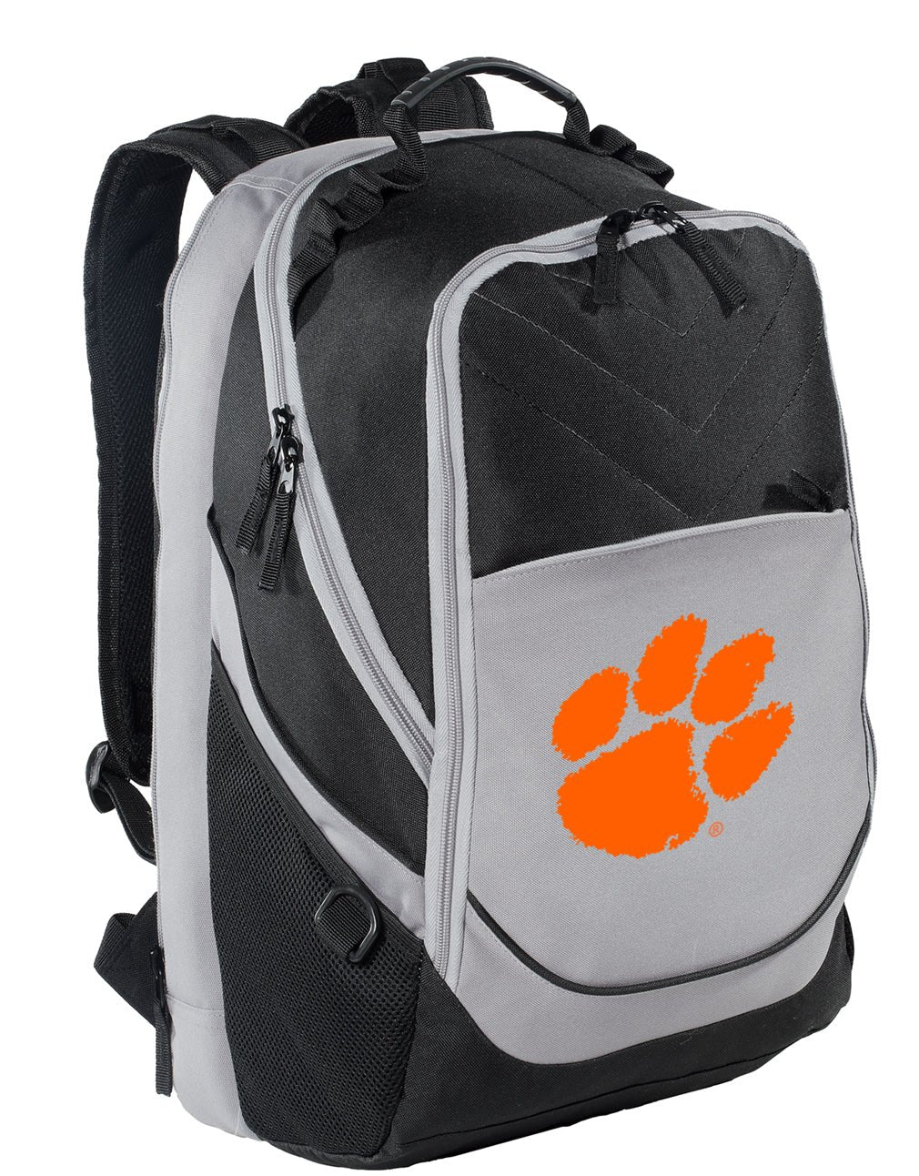 Clemson Laptop Backpack – Official Clemson Tigers Bookbag – 17" Laptop Sleeve, NCAA School Gear – 600D Polyester Black and Gray