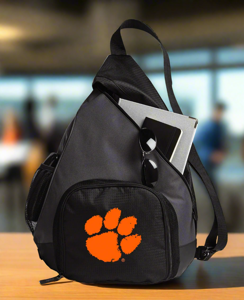 Clemson Sling Backpack Clemson Tigers Bag with Soccer Ball or Volleyball Bag Sports Gear Compartment Practice Bag