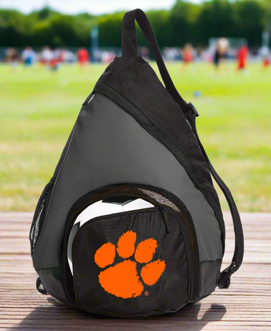 Clemson Sling Backpack Clemson Tigers Bag with Soccer Ball or Volleyball Bag Sports Gear Compartment Practice Bag