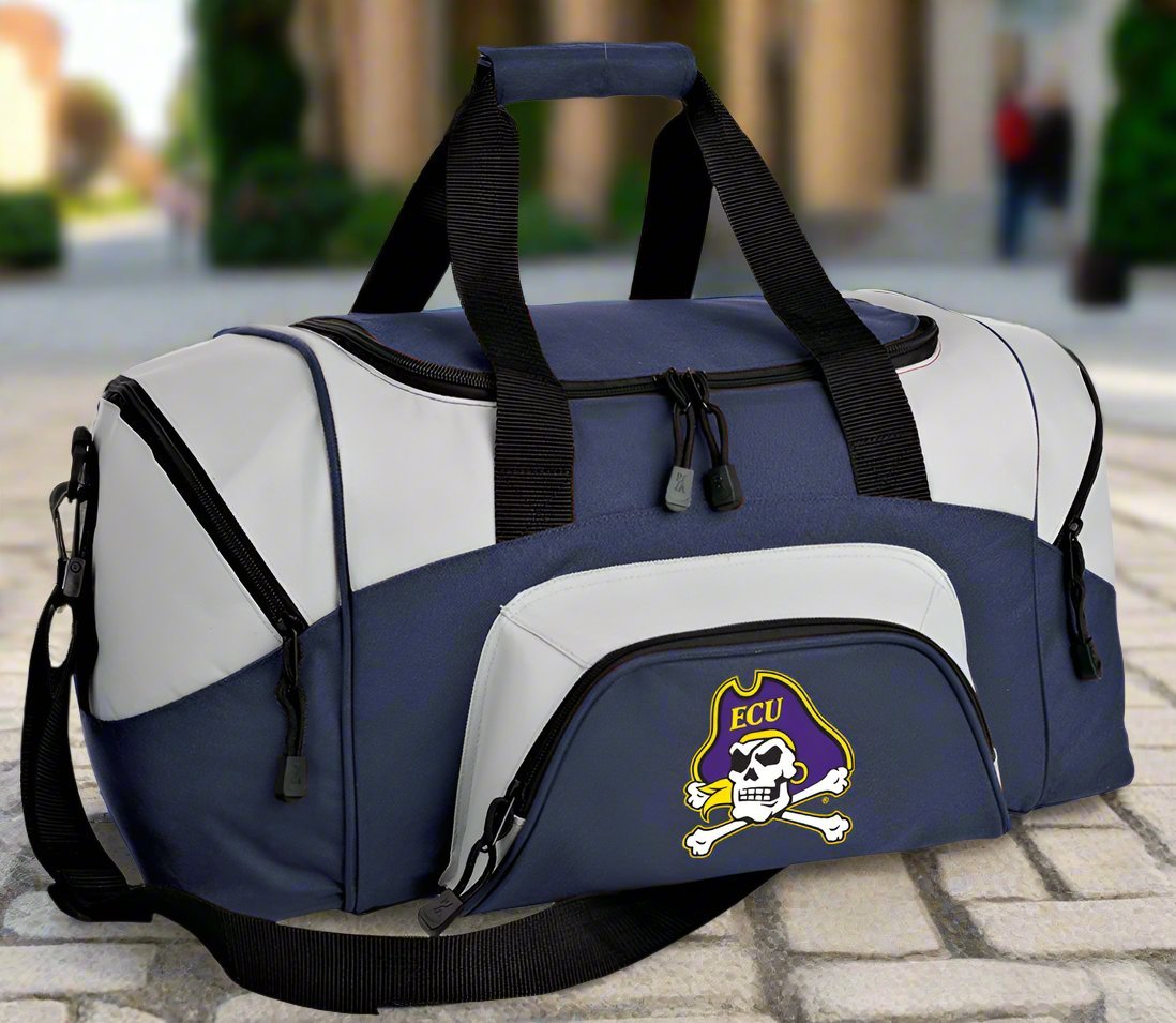 East Carolina Small Duffel Bag ECU Pirates Carryon Suitcase or Gym Gear Bag Navy
