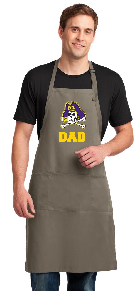East Carolina Large Apron ECU Pirates Apron - Adjustable with Pockets Dad on Khaki