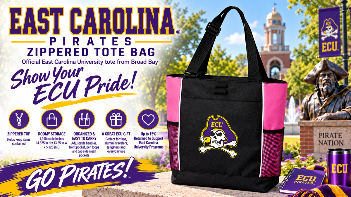 East Carolina Tote Bag – ECU Pirates Official Carryall Tote Pink