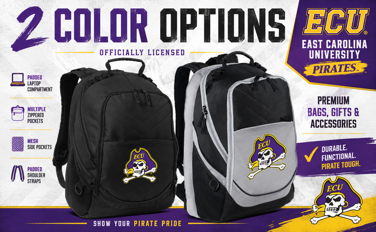 ECU Laptop Backpack – East Carolina Pirates Bookbag with 17" Sleeve