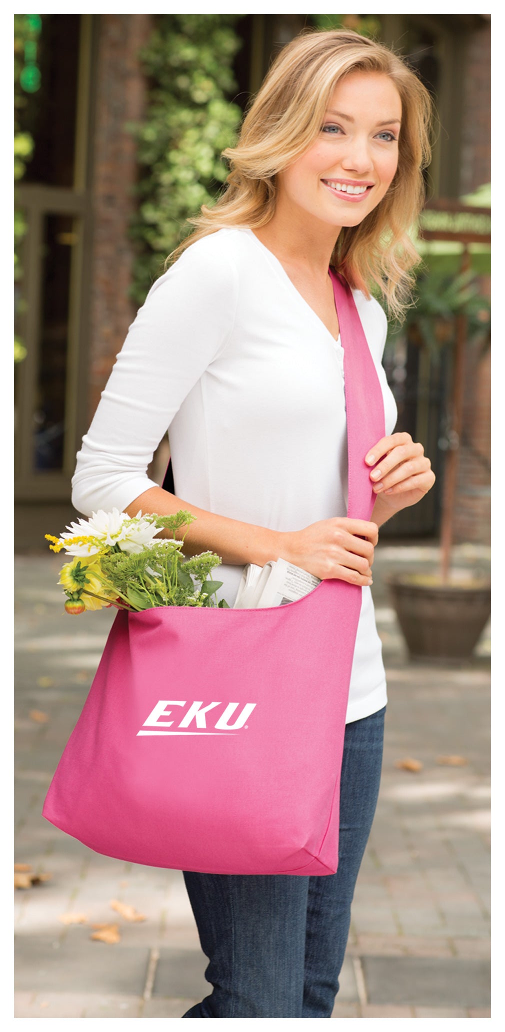 Eastern Kentucky University Cross Body Bag EKU Shoulder Tote Bag - Sling Style Pink