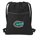 University of Florida Canvas Drawstring Backpack Florida Gators Cotton Cinch Pack Bag Black