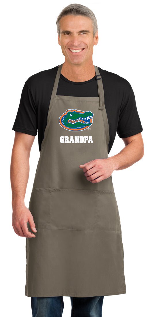 University of Florida Large Apron Florida Gators Apron - Adjustable with Pockets Grandpa on Khaki