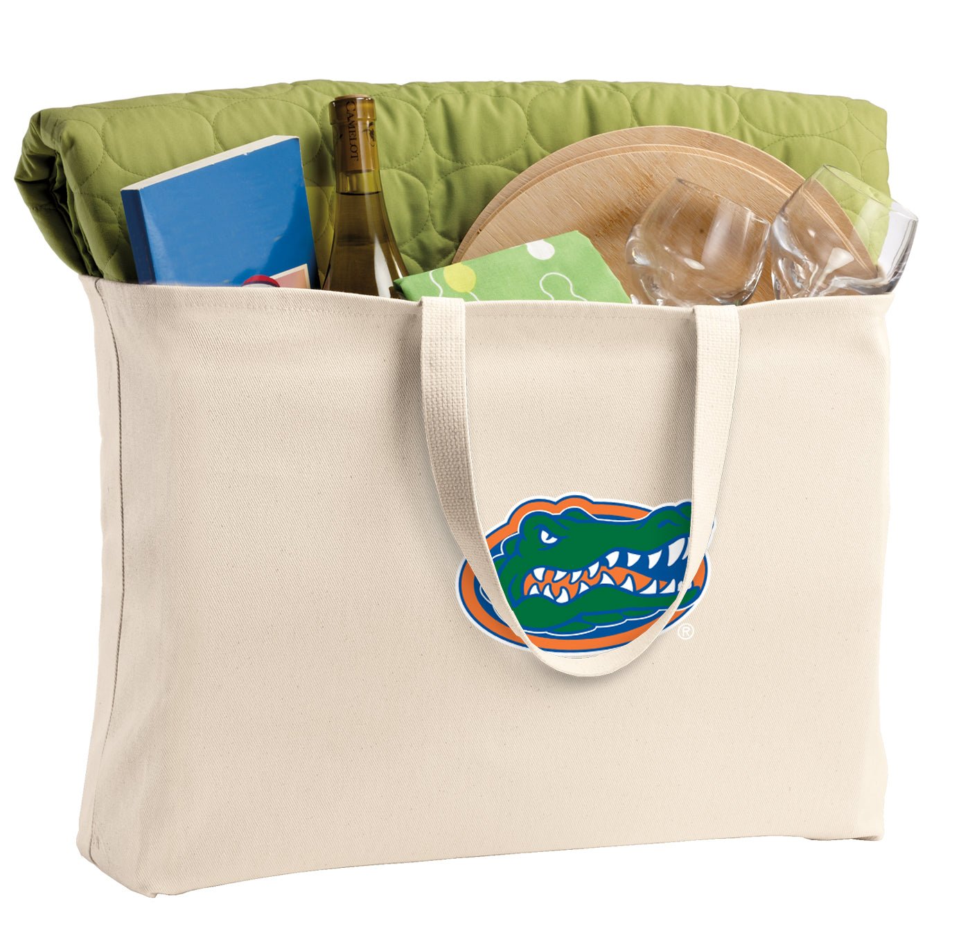University of Florida Large Tote Bag Florida Gators Jumbo Tote for Beach Pool or Travel Tan