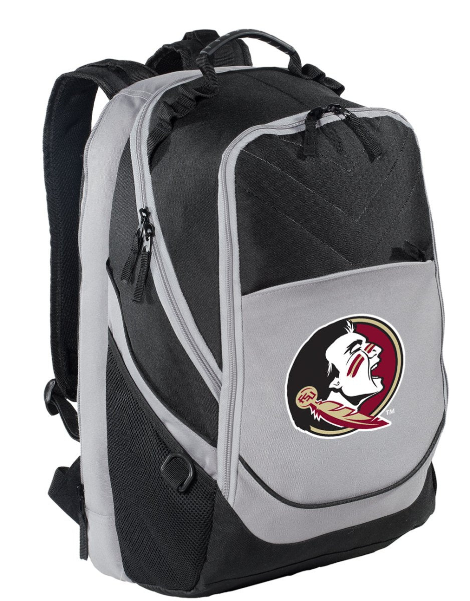 FSU Laptop Backpack – Official Florida State Seminoles Bookbag – 17" Laptop Sleeve, NCAA School Gear – 600D Polyester Black and Gray