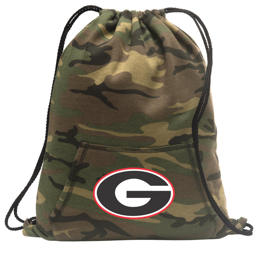 University of Georgia Camo Drawstring Backpack UGA Bulldogs Hoody Style Cinch Pack Bag