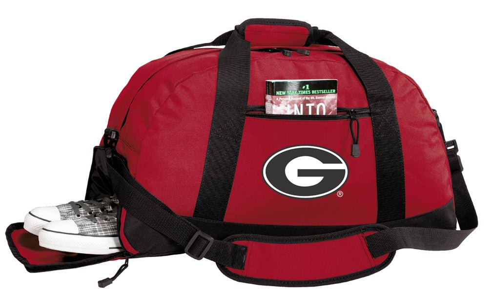 Georgia Duffel Bag – Official Bulldogs Medium Gym & Travel Bag with Shoe Pocket – 600D Polyester Red