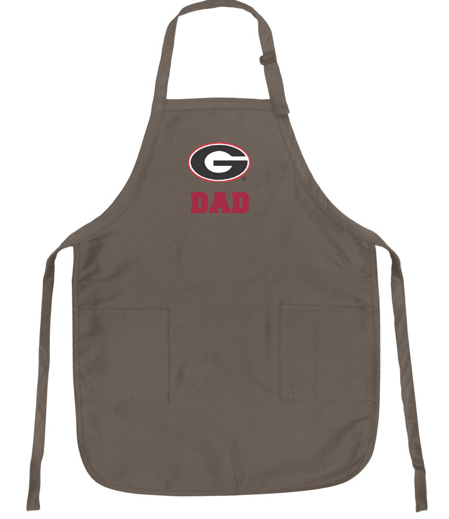 University of Georgia Apron UGA Bulldogs Apron - Stain Resistant Fabric Georgia Dad Apron Khaki