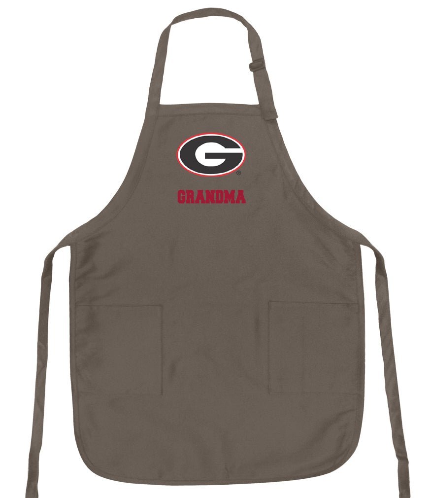 University of Georgia Apron UGA Bulldogs Apron - Stain Resistant Fabric Georgia Grandma Apron Khaki