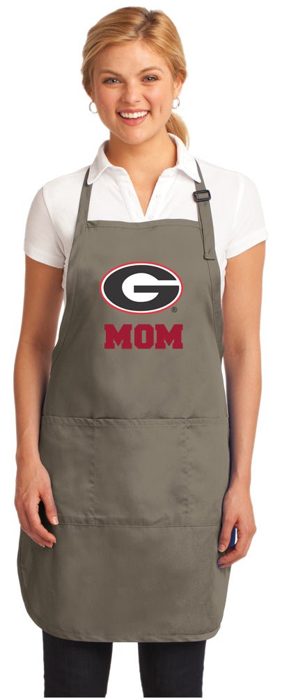 University of Georgia Apron UGA Bulldogs Apron - Stain Resistant Fabric Georgia Mom Apron Khaki