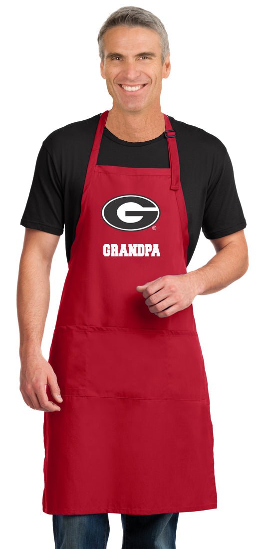 University of Georgia Large Apron UGA Bulldogs Apron - Adjustable with Pockets Large Georgia Grandpa Apron Red