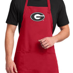Georgia Bulldogs Large Apron – UGA Adjustable Cooking Apron with Pockets Large Georgia Apron Red