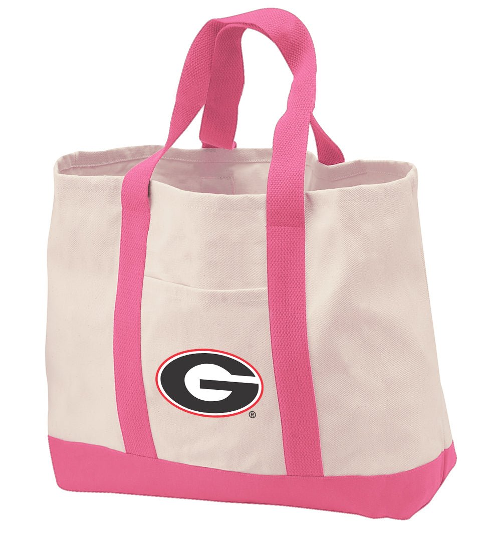 University of Georgia Canvas Tote Bag UGA Bulldogs Classic Tote Pink