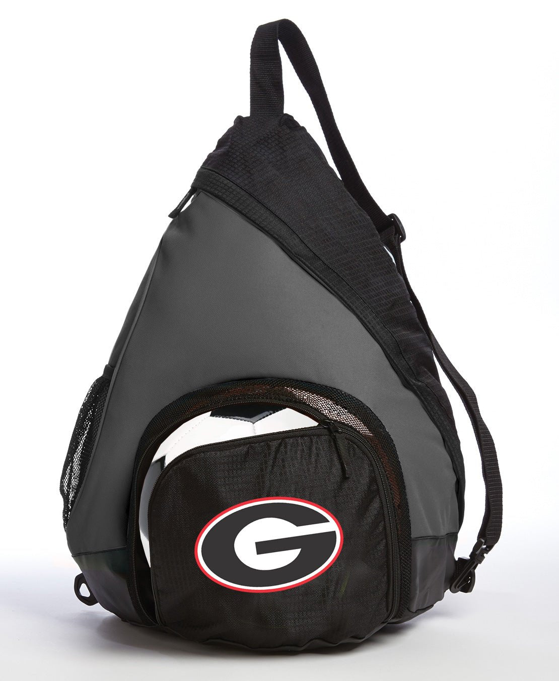University of Georgia Sling Backpack UGA Bulldogs Bag with Soccer Ball or Volleyball Bag Sports Gear Compartment Practice Bag Black