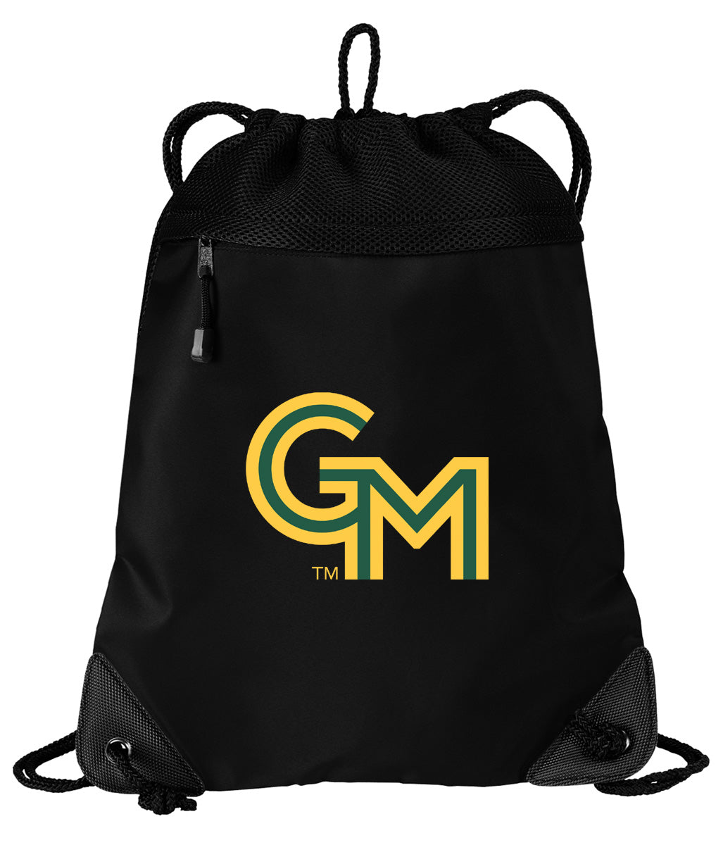 George Mason Drawstring Backpack Cinch Pack - Mesh & Microfiber Black