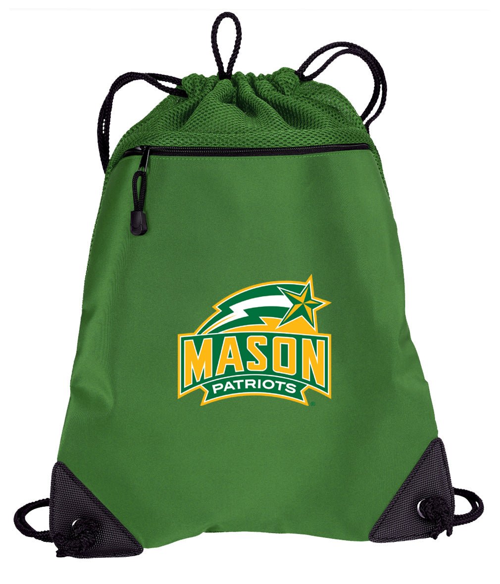 George Mason University Drawstring Backpack GMU Patriots Cinch Pack - Mesh & Microfiber Green