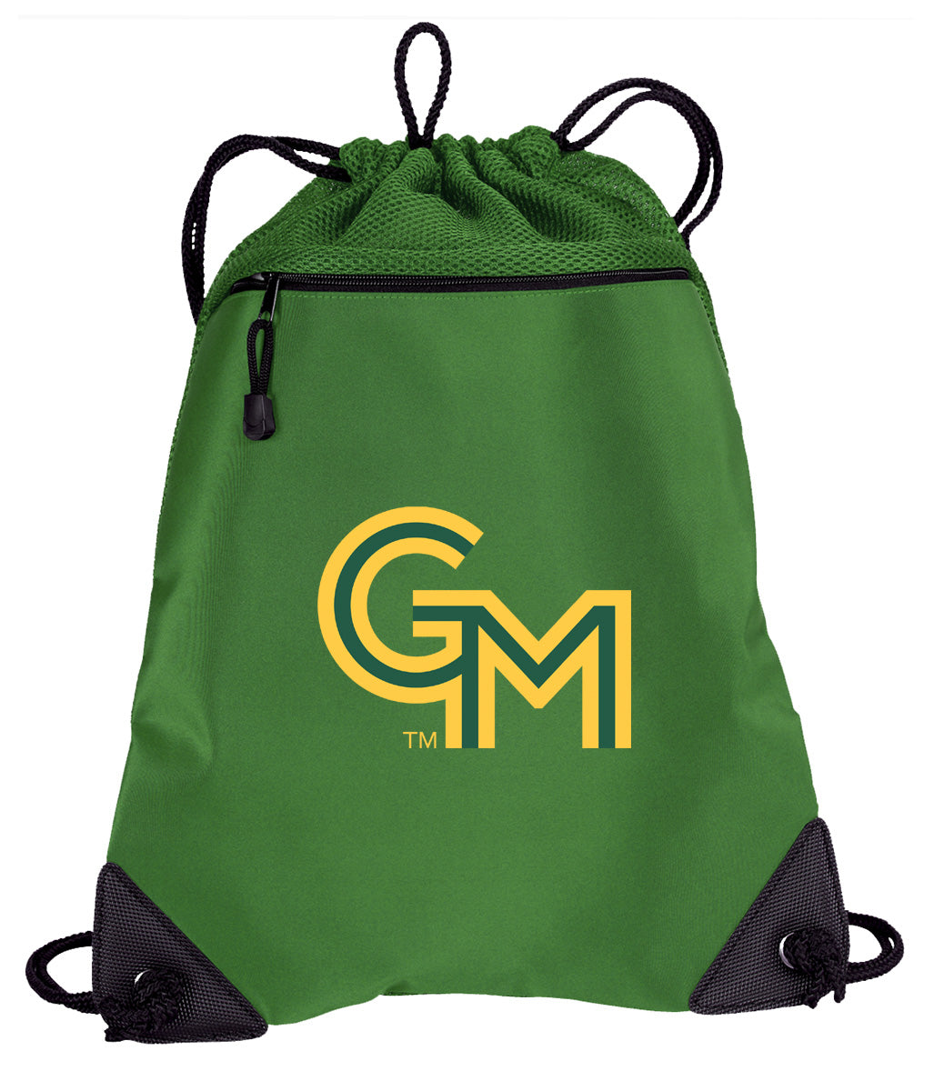 George Mason Drawstring Backpack Cinch Pack - Mesh & Microfiber Green