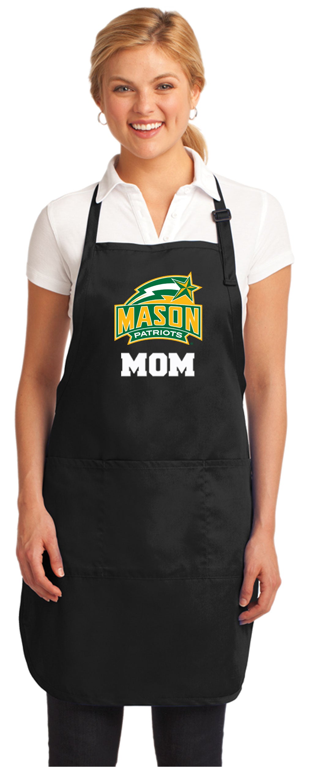 George Mason University Apron GMU Patriots Apron - Stain Resistant Fabric Mom on Black