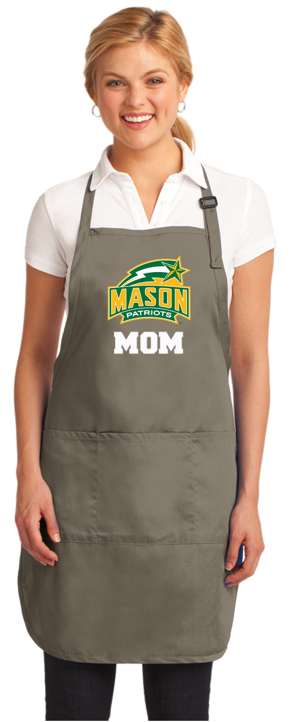 George Mason University Apron GMU Patriots Apron - Stain Resistant Fabric Mom on Khaki