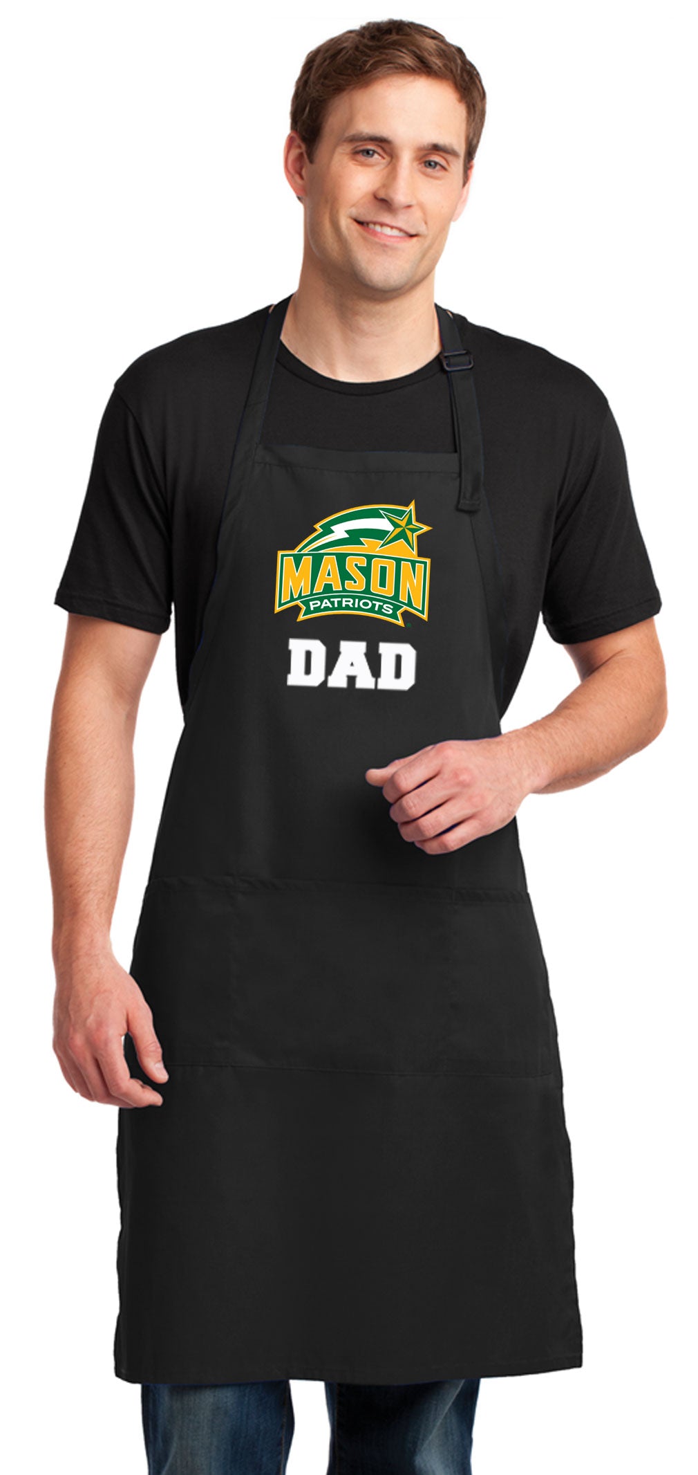 George Mason University Large Apron GMU Patriots Apron - Adjustable with Pockets Dad on Black