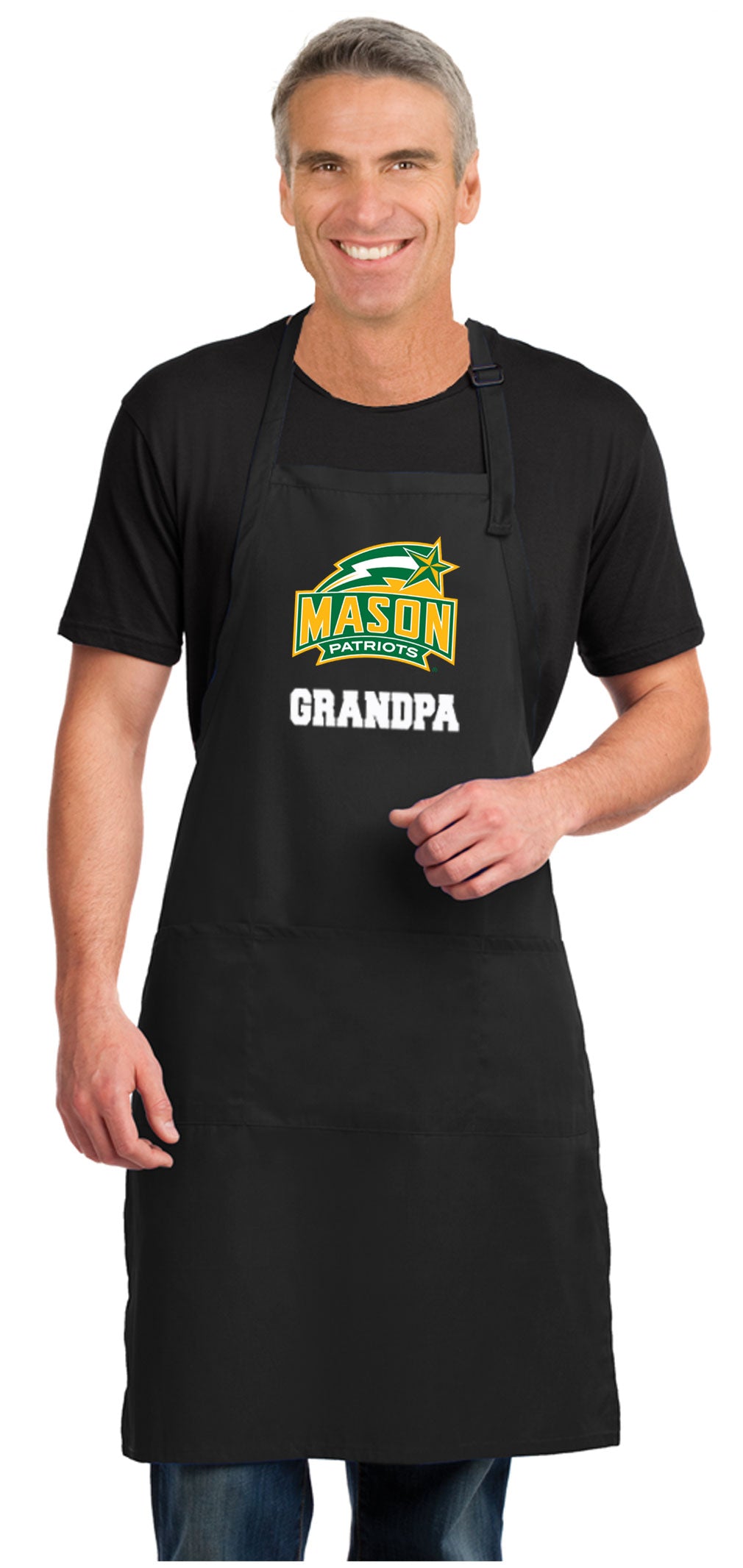 George Mason University Large Apron GMU Patriots Apron - Adjustable with Pockets Grandpa on Black