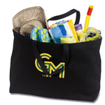 George Mason Large Tote Bag - Jumbo Size for Beach Pool or Travel Black