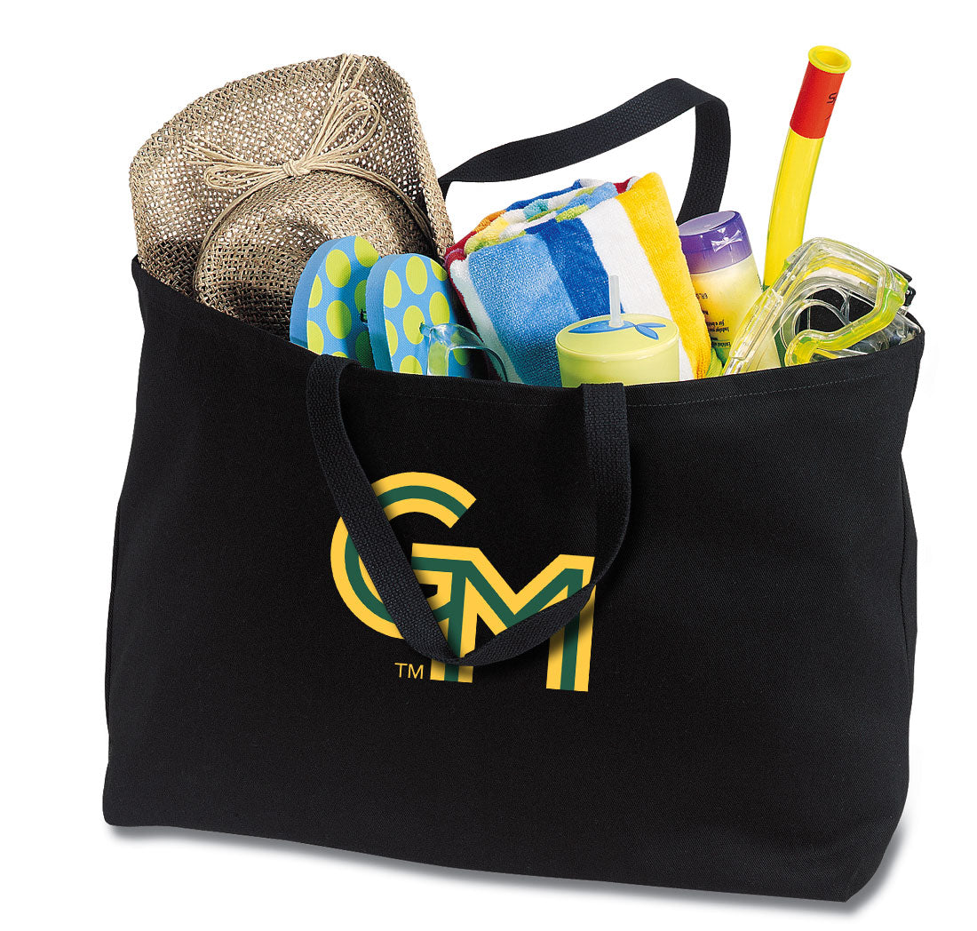 George Mason Large Tote Bag - Jumbo Size for Beach Pool or Travel Black