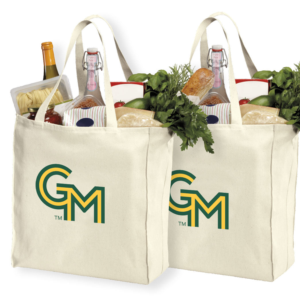 George Mason Grocery Bags 2-Pack – GMU Patriots Reusable Cotton Totes